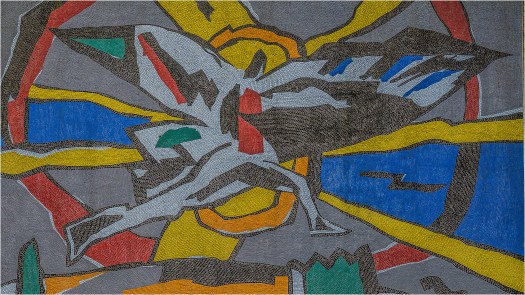 Buntes Mosaik zum Andenken an Otto Lilienthal in der Nähe von Stölln