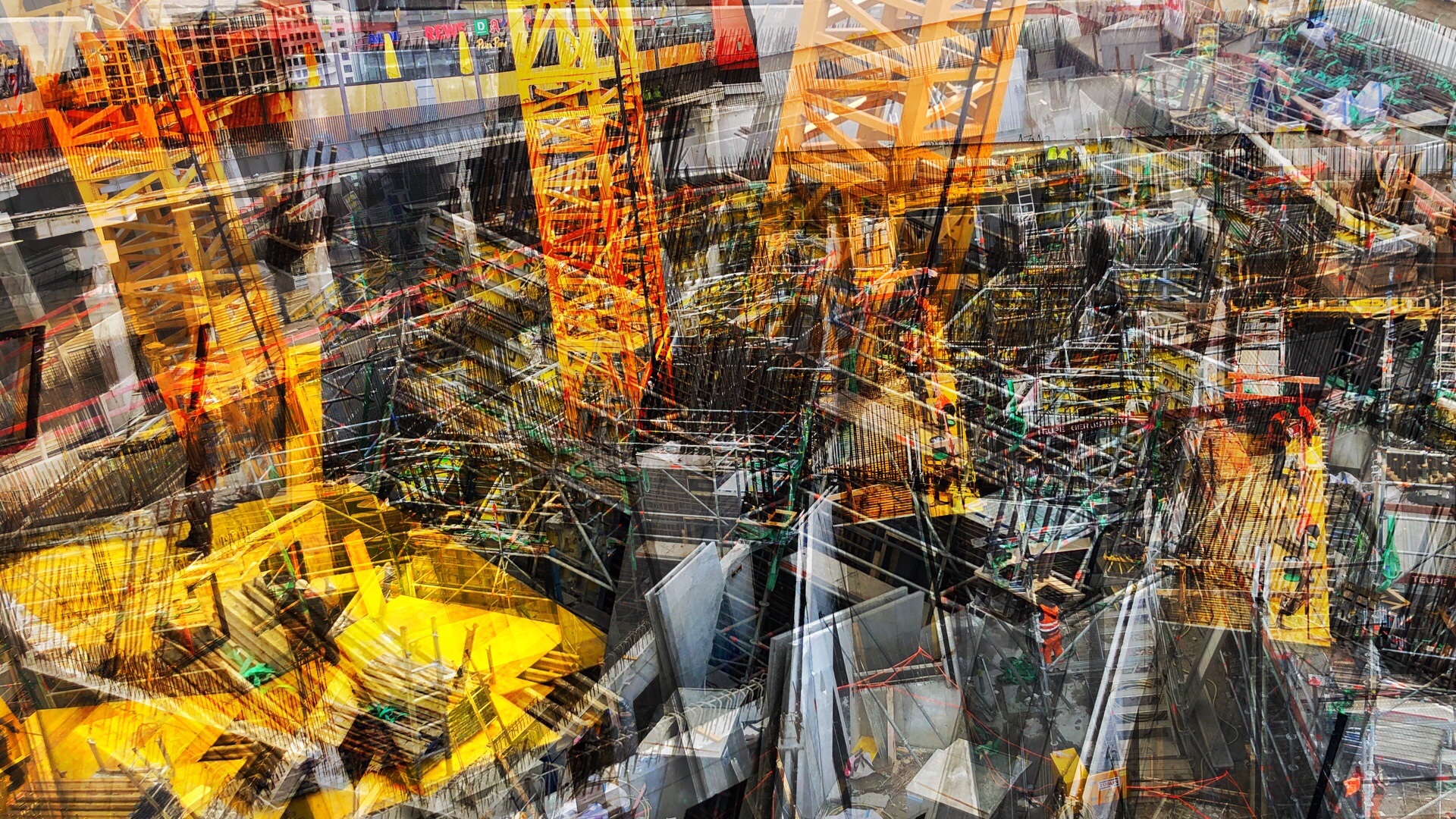 Doppelbelichtung einer Baustelle