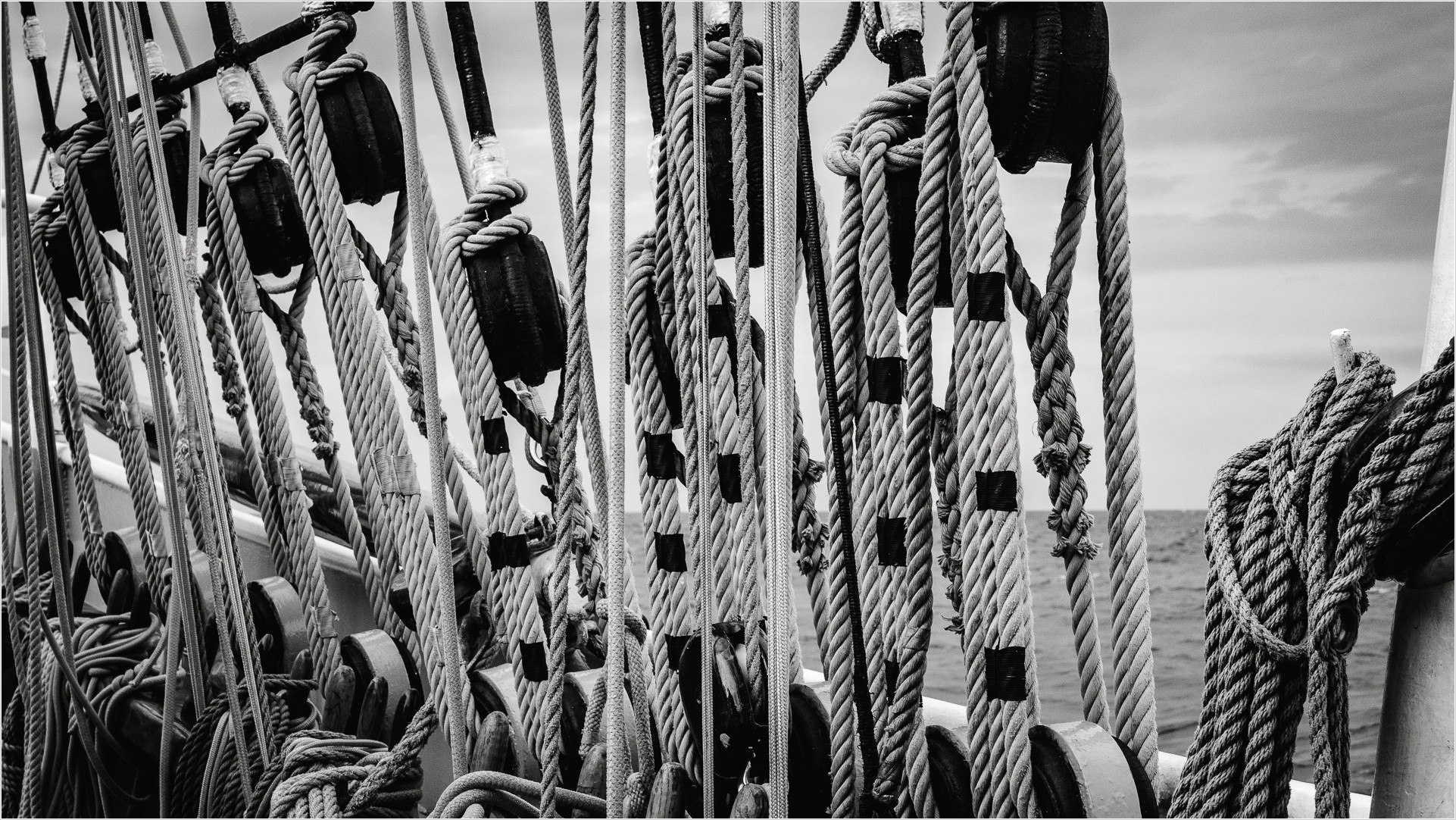 Tauwerk auf einem Segelschiff