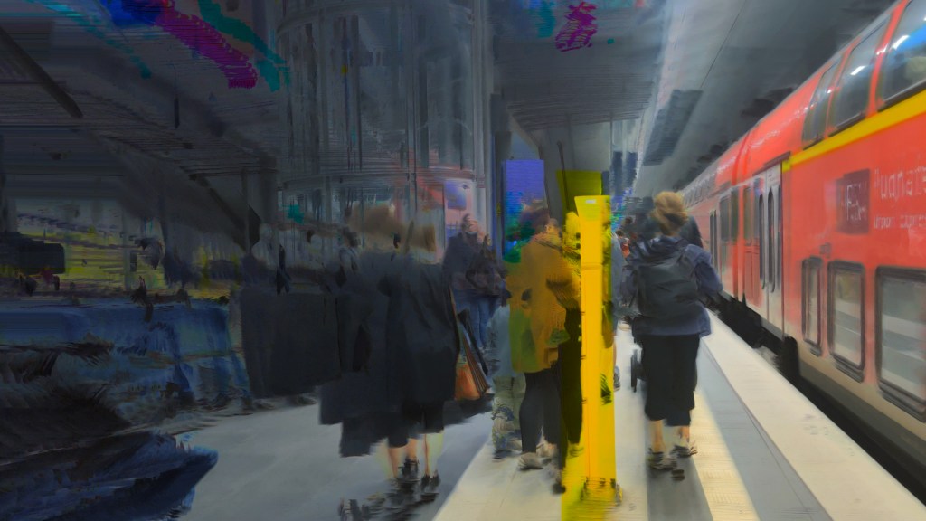 Szene auf einem bahnsteig, mit Filter verfremdet