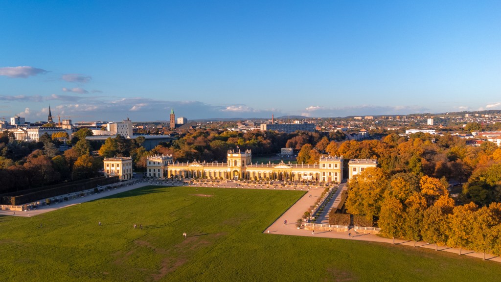 Orangerie in Kassel aus der Luft fotografiert
