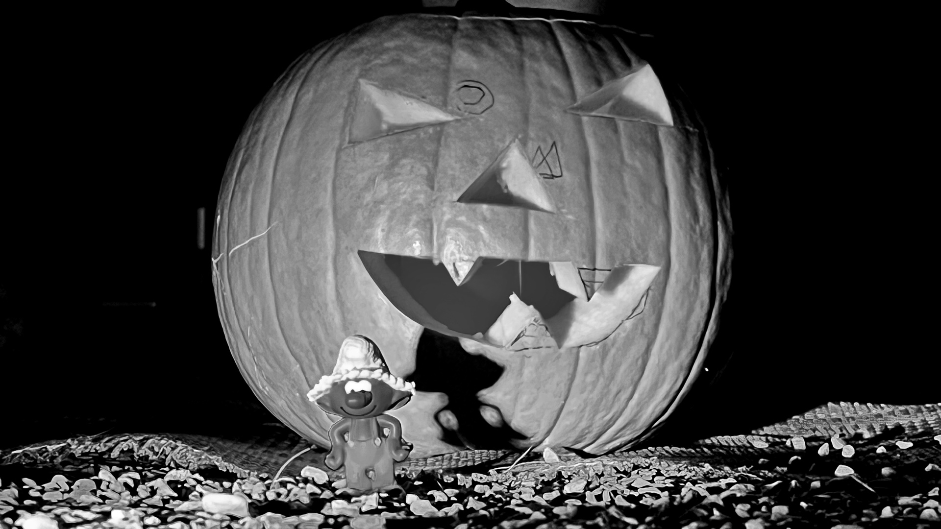 Halloweenkürbis mit Schlumpf