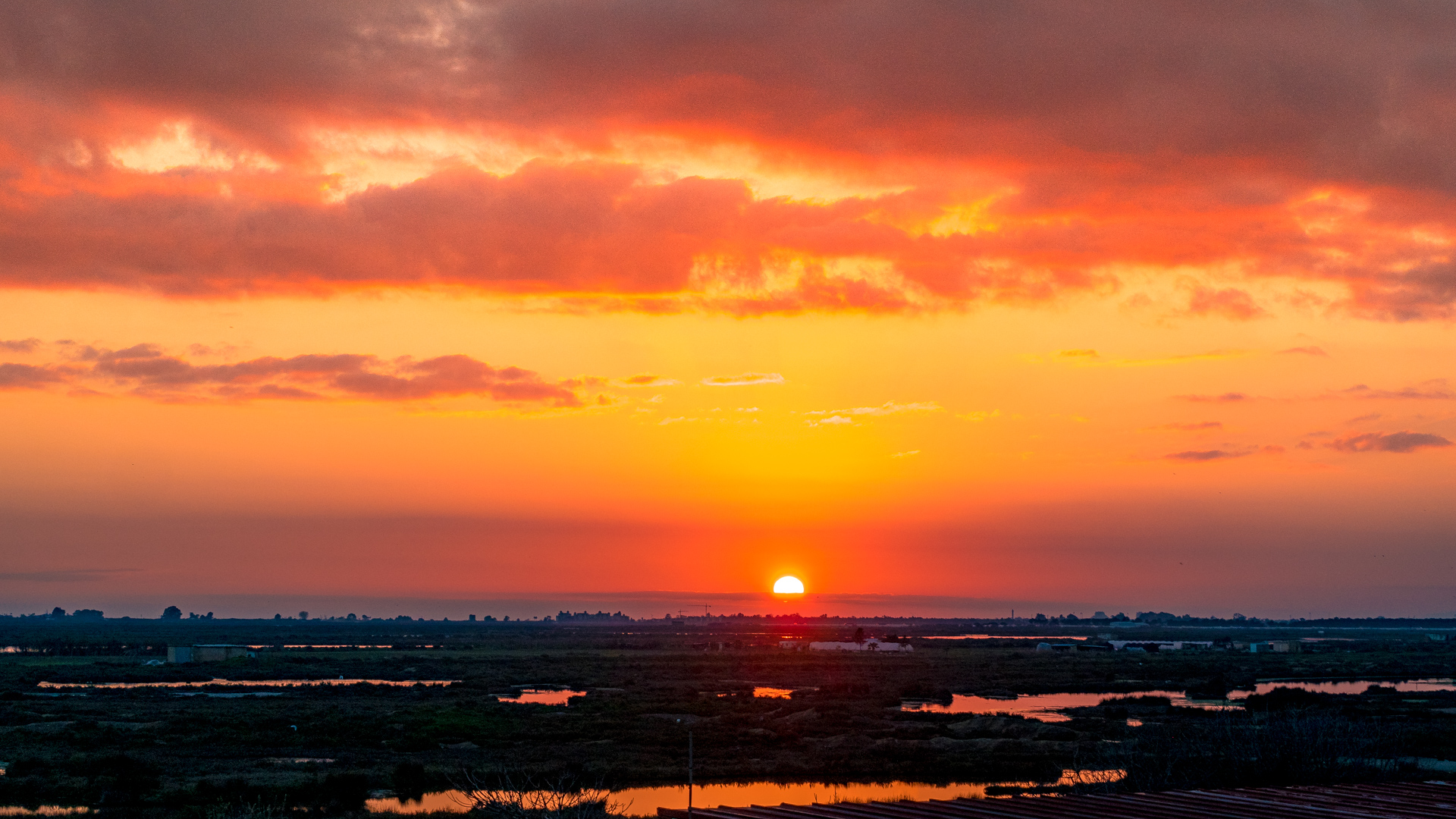 Sonnenuntergang über dem Naturpark Isla Cristina