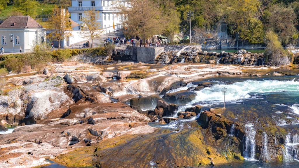 Der Rheinfall bei Schaffhausen mit wenig Wasser