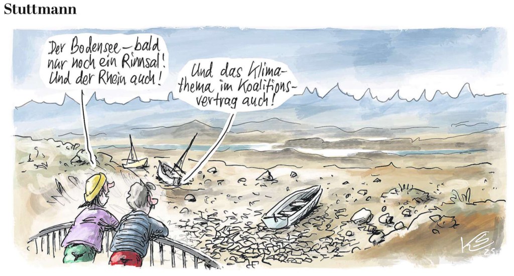Karikatur zum Bodensee Niedrigwasser von Klaus Stuttmann