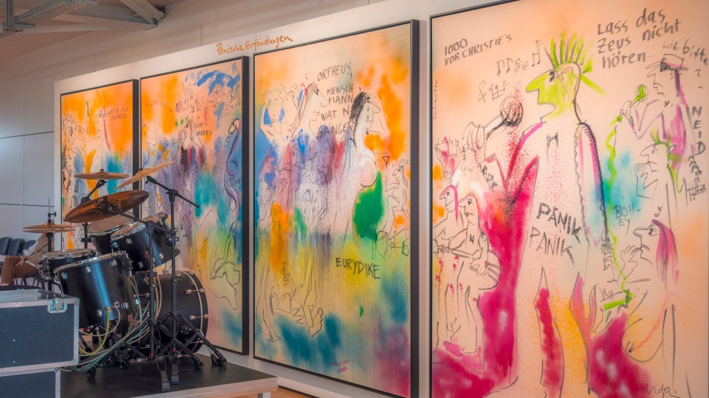 Udo Lindenbergs "Ejakulator", ein Schlagzeug dass Farbe versprüht