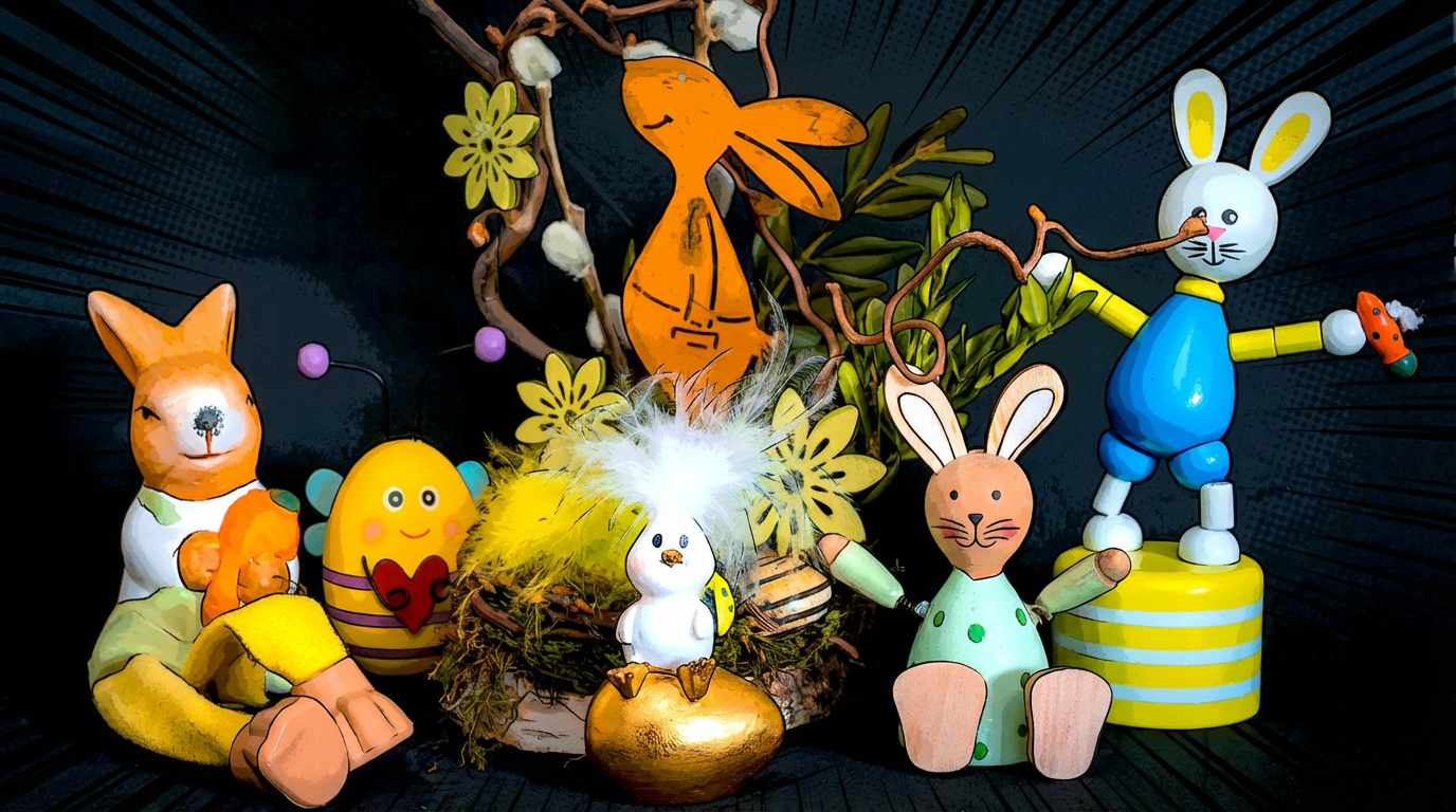 Eine Sammlung von Osterfiguren