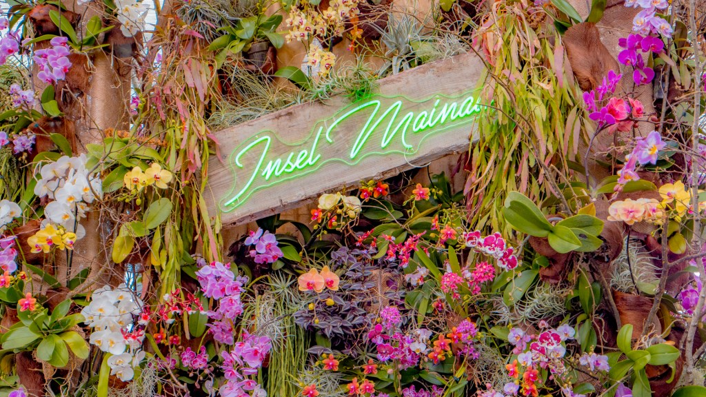 Orchideenschau auf der Insel Mainau - Begrüßungsschild zur Austellung