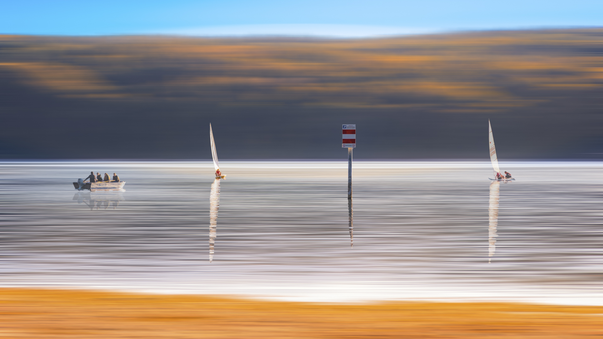 Foto vom Bodensee und Booten mit dem Adamskieffekt